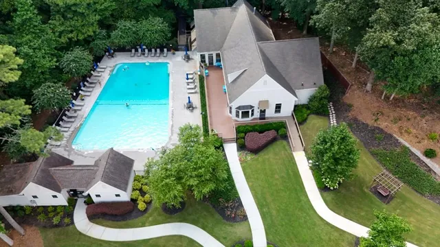 an aerial view of a house