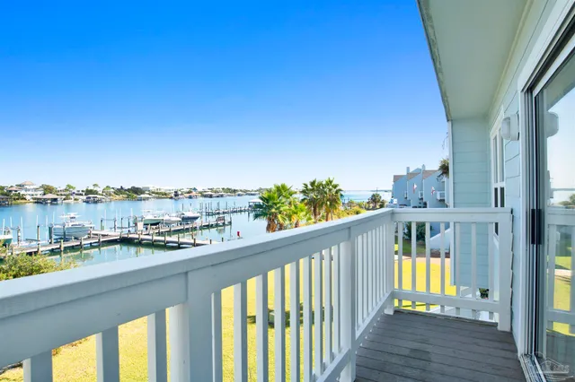 a view of a balcony with city view