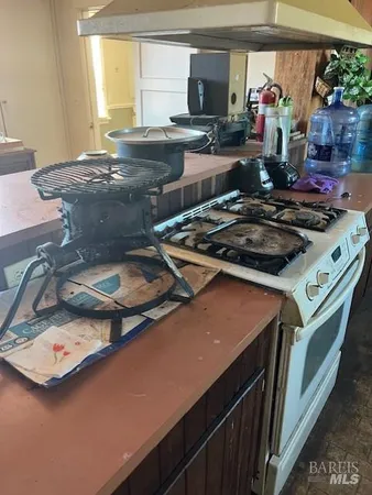 a view of a yard with an ocean view