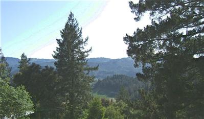 a view of a house with a mountain in the background