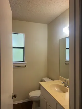 a bathroom with a sink toilet and vanity