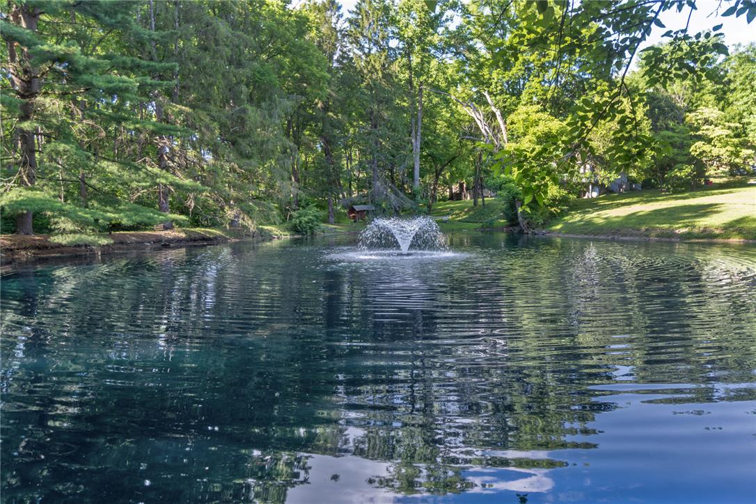 1325 Granger Road Northampton, PA 18067 - Photo 44 of 63 Mature trees frame a quiet pond featuring a central water fountain.