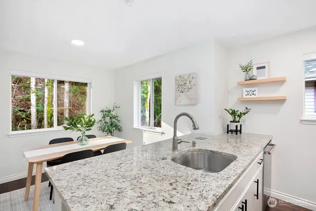 a dining room with furniture