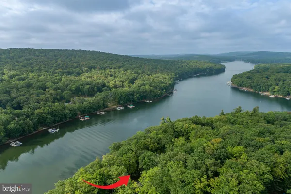 a view of a lake with a city