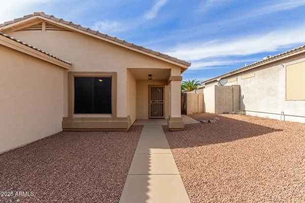 a view of backyard of house