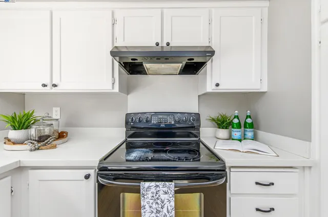 a stove top oven sitting inside of a kitchen