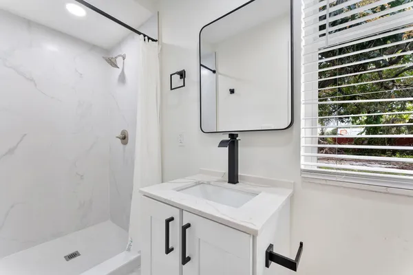 a bathroom with a shower