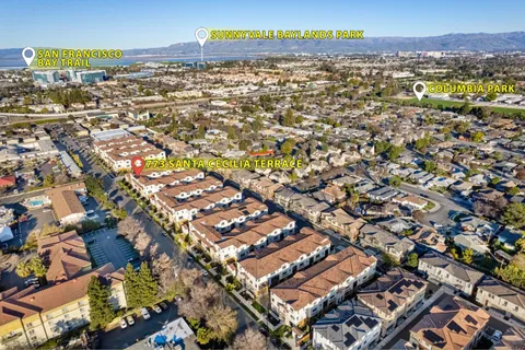 an aerial view of multiple house
