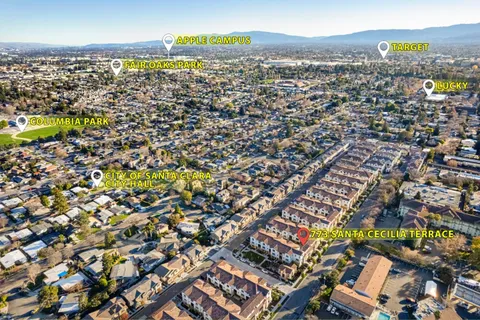 an aerial view of multiple house