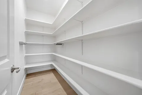 a view of an empty walk in closet