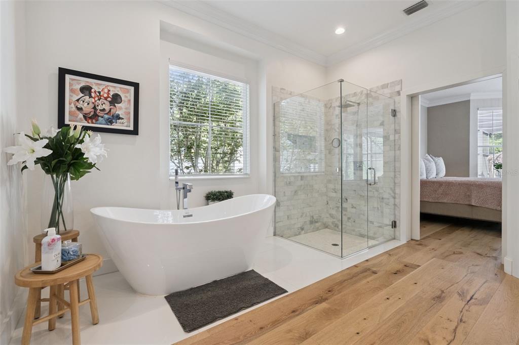 908 Croton Road Celebration, FL 34747 - Photo 31 of 86 a bathroom with a bathtub and a shower