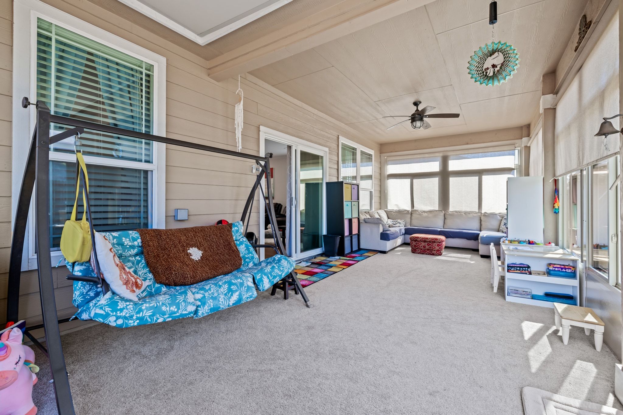 1022 Toltec Trail Georgetown, TX 78626 - Photo 33 of 37 Sunroom with an outdoor hangout area and ceiling fan