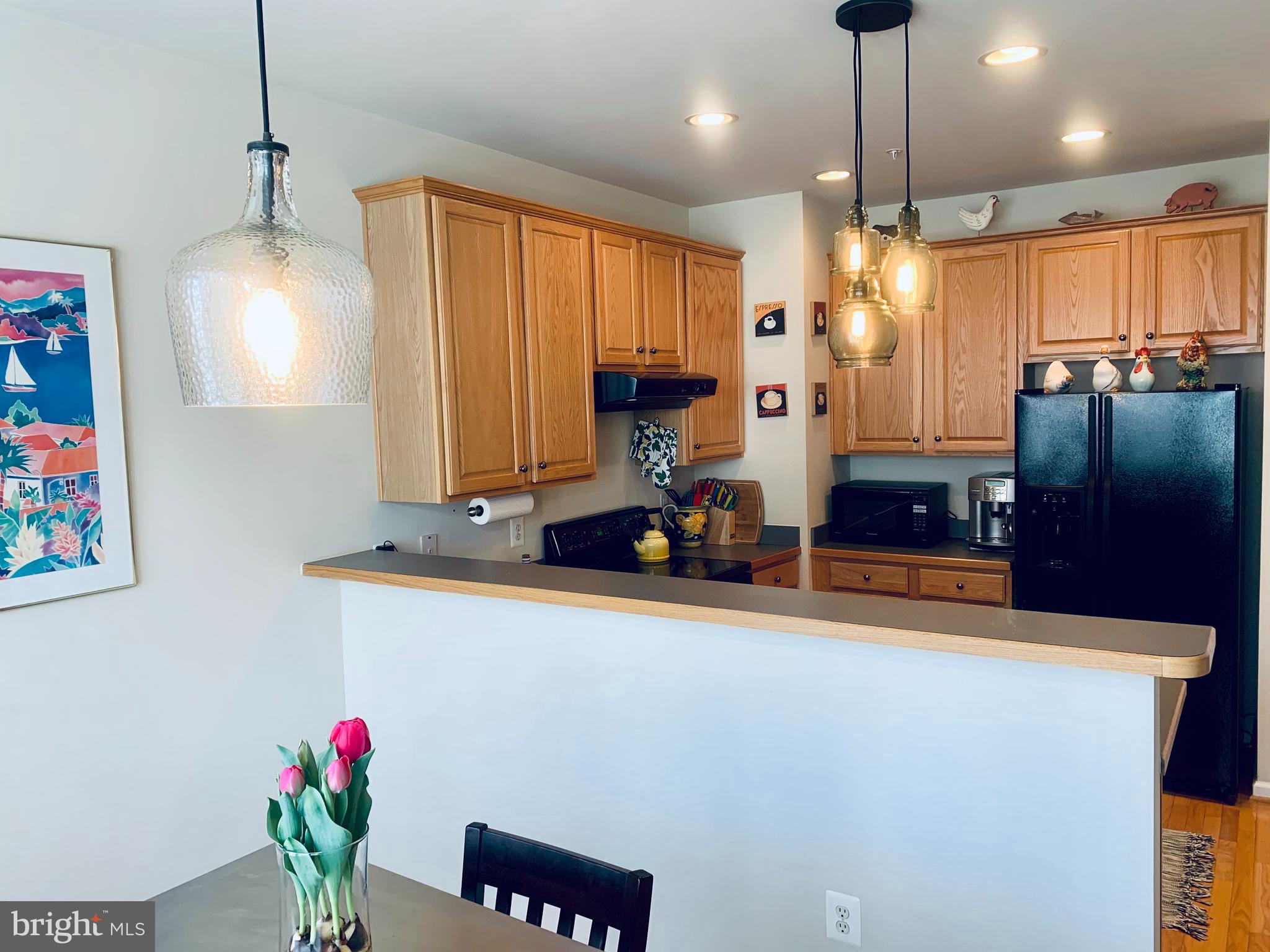 9823 Darcy Forest Drive Silver Spring, MD 20910 - Photo 9 of 32 a kitchen with stainless steel appliances a refrigerator a sink a stove a dining table and chairs