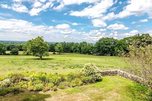 a view of yard with swimming pool and green space