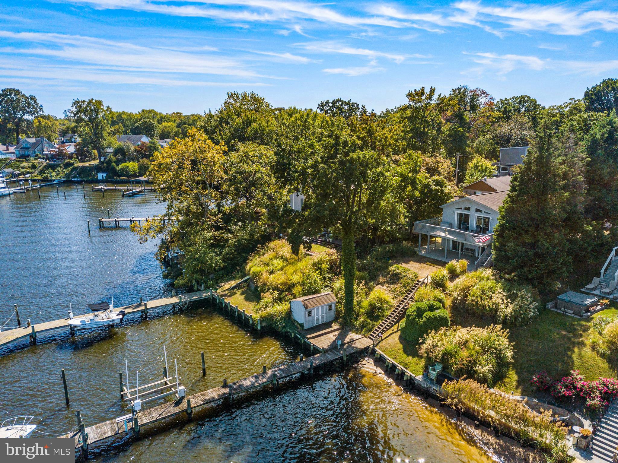 a view of a lake with houses