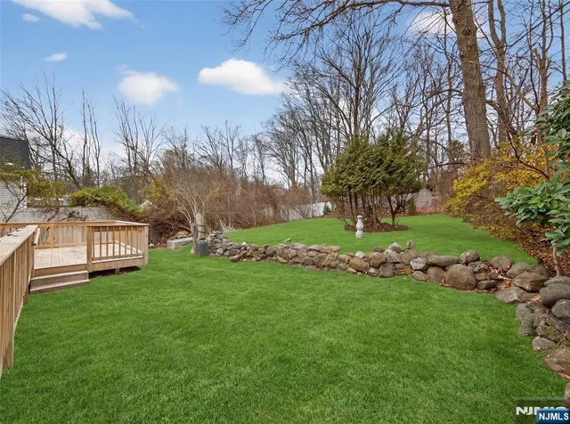 a view of a garden with a slide