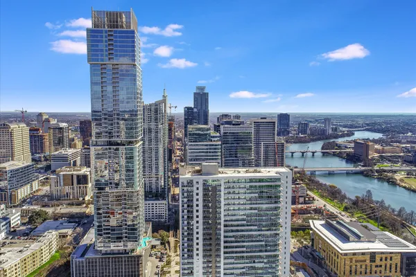 a view of a city with tall buildings