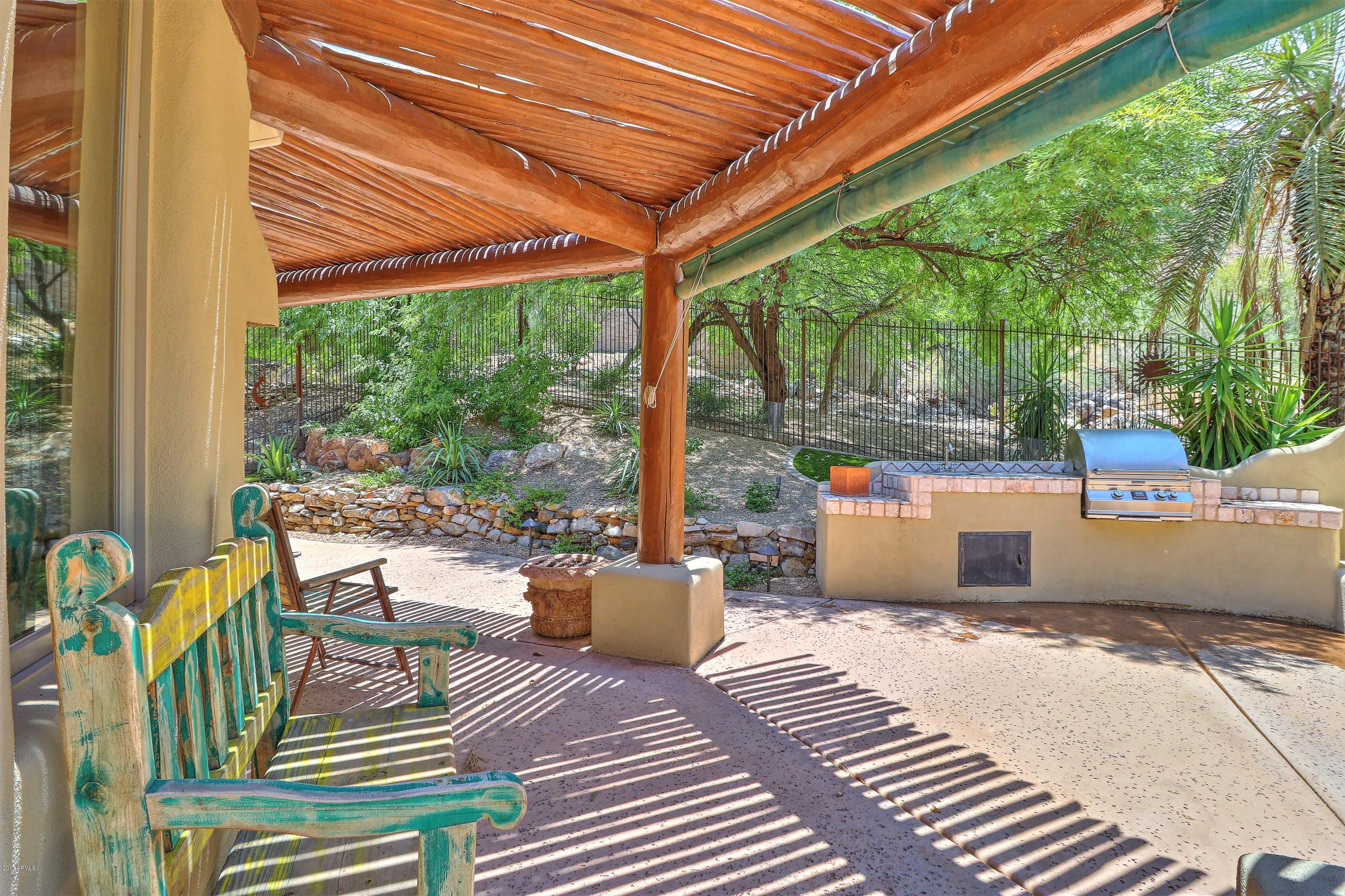 6107 East Quartz Mountain Road Paradise Valley, AZ 85253 - Photo 13 of 63 patio w/ BBQ w/ fireplace