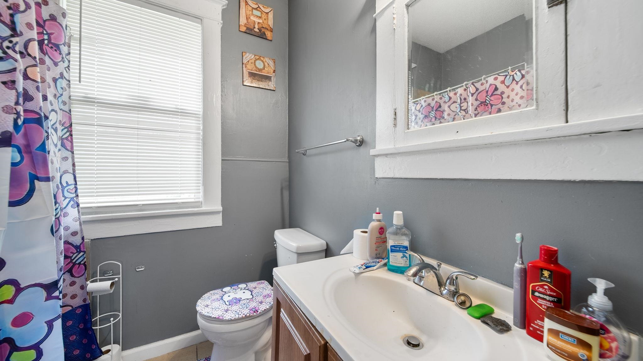 659 Decatur Street Memphis, TN 38107 - Photo 17 of 24 Bathroom with a single vanity, integrated sink, and white-painted wood-frame medicine cabinet