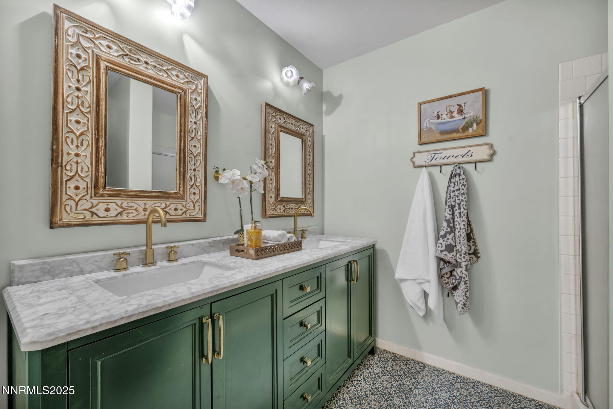 4307 Clyde Court Reno, NV 89509 - Photo 46 of 83 a bathroom with a granite countertop sink and a mirror