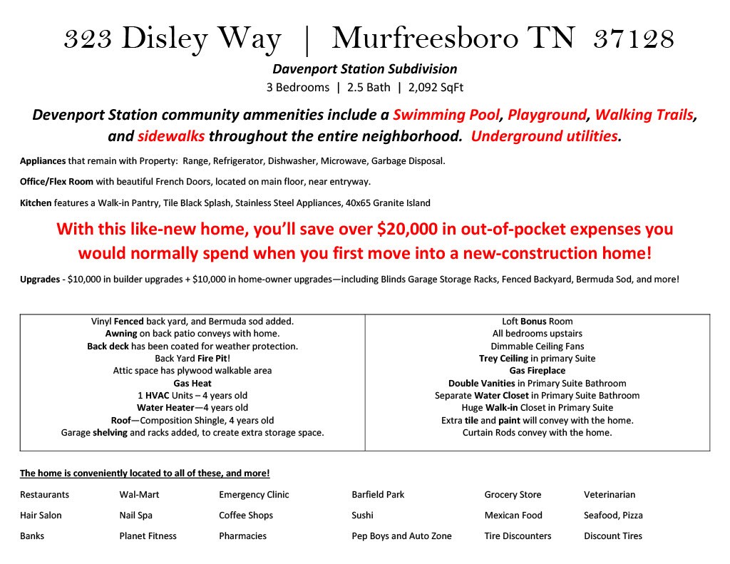 323 Disley Way Murfreesboro, TN 37128 - Photo 36 of 43