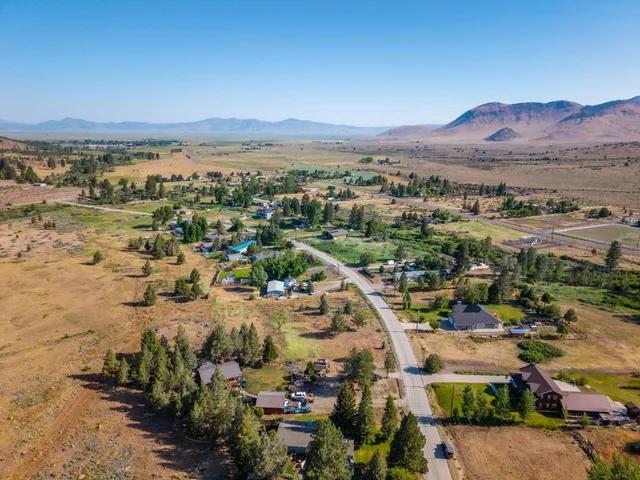 a view of a city with mountains in the background