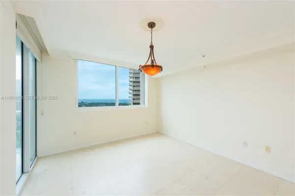 a view of a room with a window