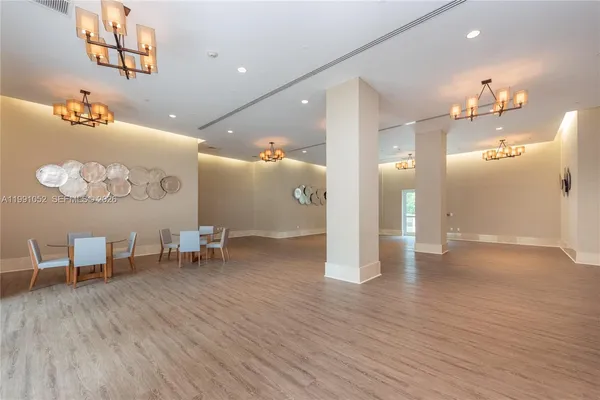 a front view of a multi story building