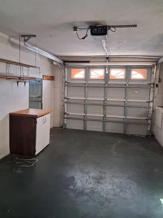 a view of a room with racks on the wall