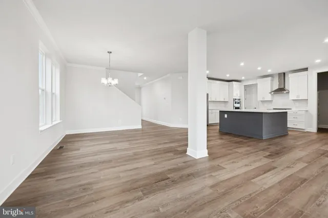 a view of kitchen with wooden floor