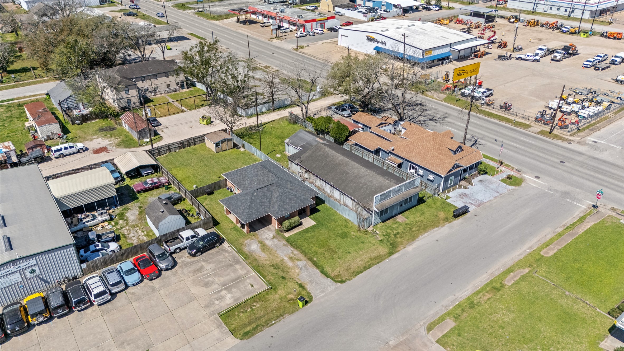 1004 Houston Street Rosenberg, TX 77471 - Photo 8 of 18 Overhead view clearly showing the lot size, existing tear-down structure, and surrounding open yard space. Ideal location with ample frontage, ready for new construction or investment opportunity.