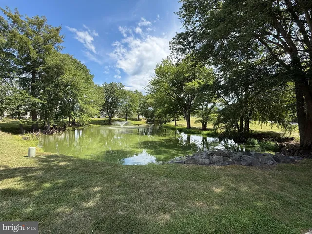 a view of lake with green space