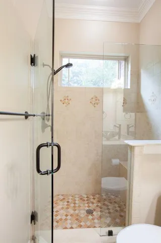 a bathroom with a shower