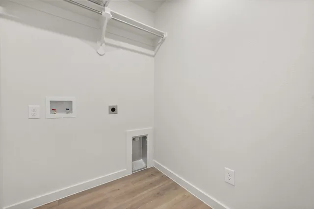 a view of small space with wooden floor