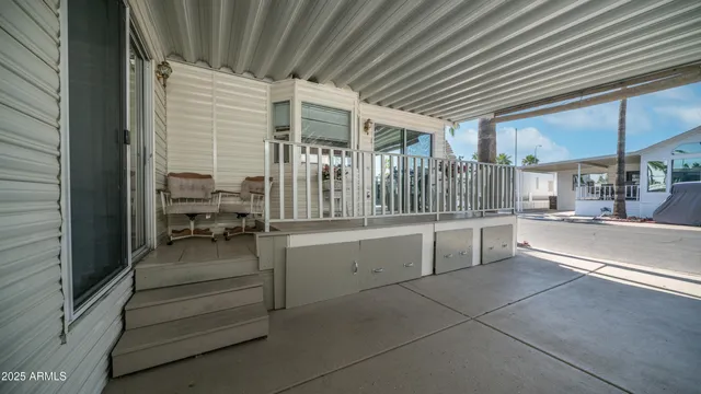 a outdoor space with furniture