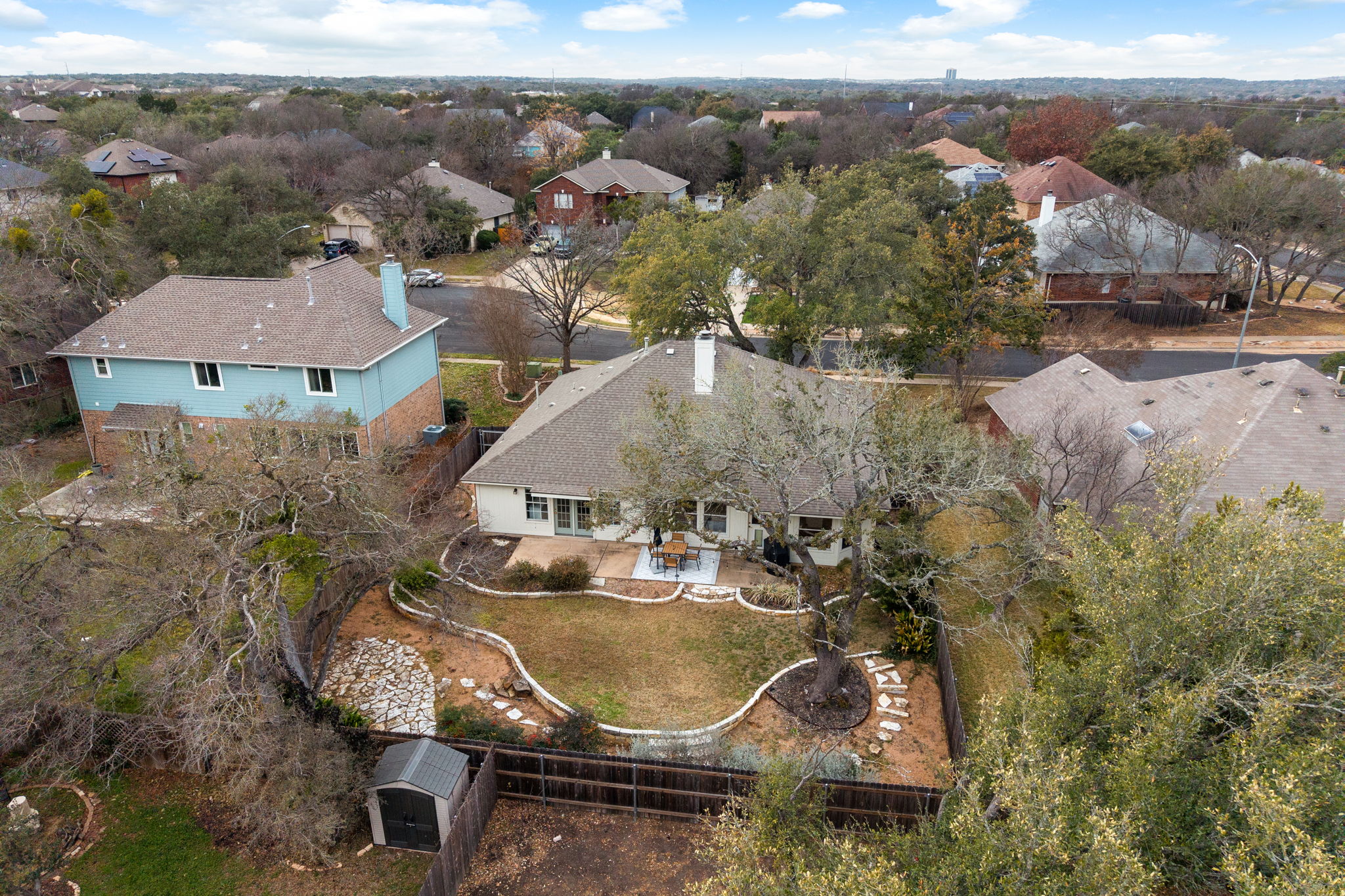 8509 Moose Cove Austin, TX 78749 - Photo 38 of 40 an aerial view of a house with yard swimming pool and outdoor seating