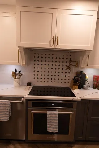 a close view of a sink and a roof