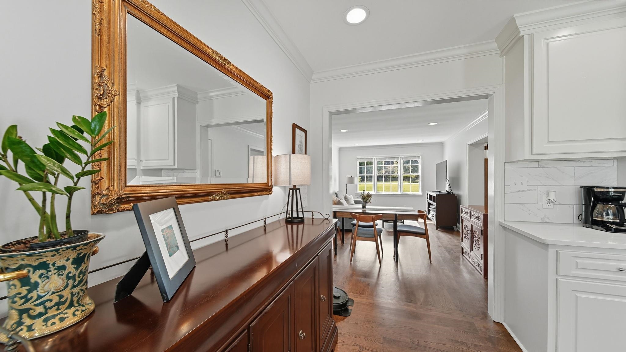 678 Moss Road Memphis, TN 38117 - Photo 25 of 33 Interior space featuring a desk, dark wood-style floors, recessed lighting, and crown molding