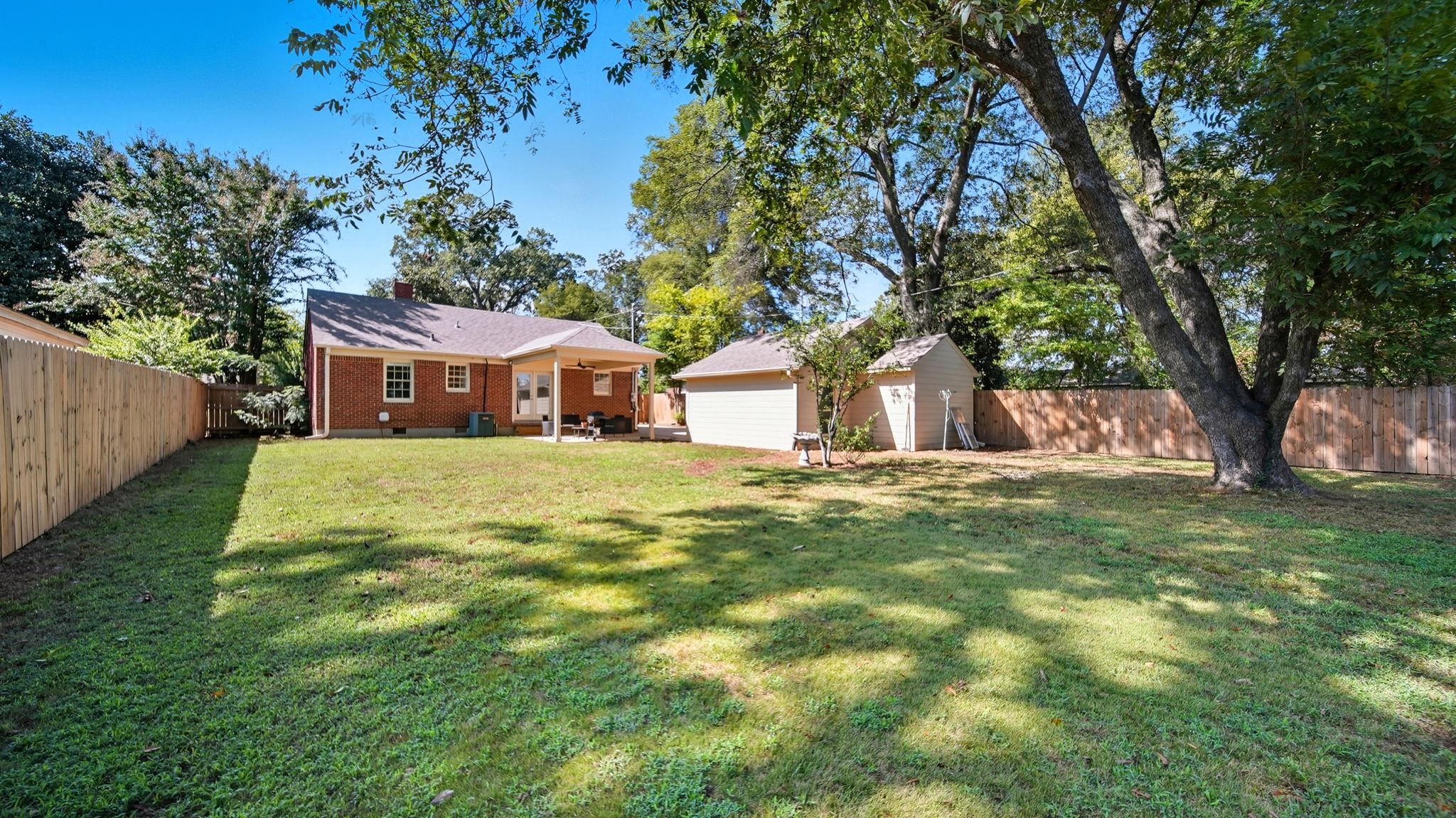 678 Moss Road Memphis, TN 38117 - Photo 30 of 33 Fenced backyard with a patio area and an outdoor structure