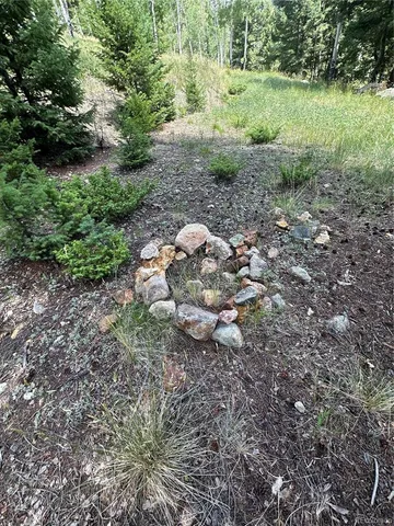 a view of a large yard with lots of green space