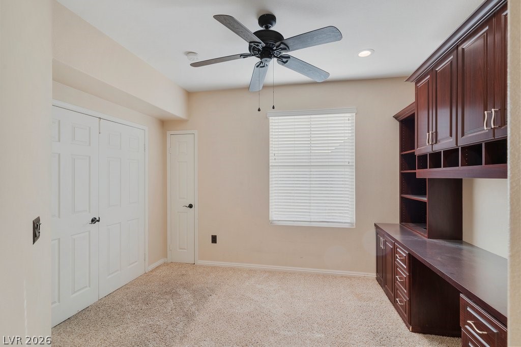 10001 Peace Way, Unit 2311 Las Vegas, NV 89147 - Photo 23 of 35 Unfurnished office featuring ceiling fan, light carpet, and recessed lighting