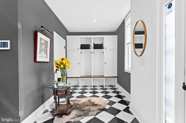 a view of wooden floor in a bathroom