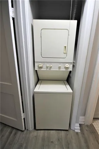 a utility room with dryer and washer