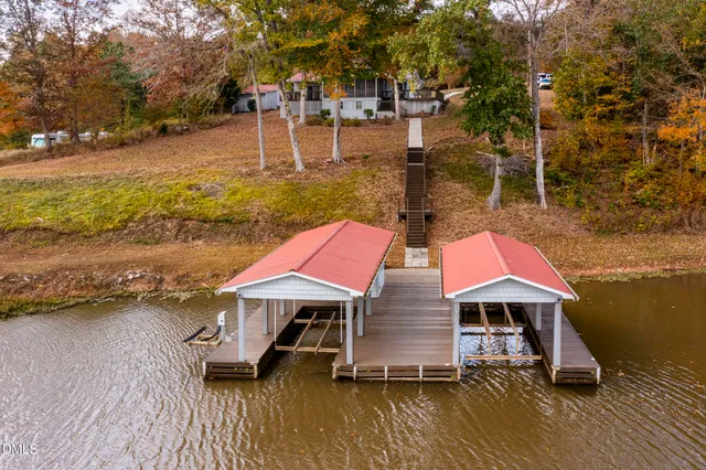 a view of a lake with houses