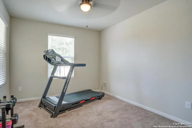 a room with gym equipment