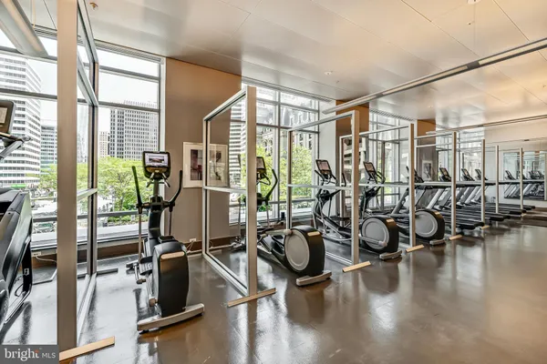 a view of a room with gym equipment