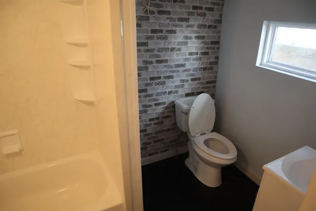 a bathroom with a bathtub