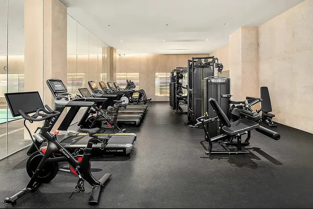 a view of a room with gym equipment