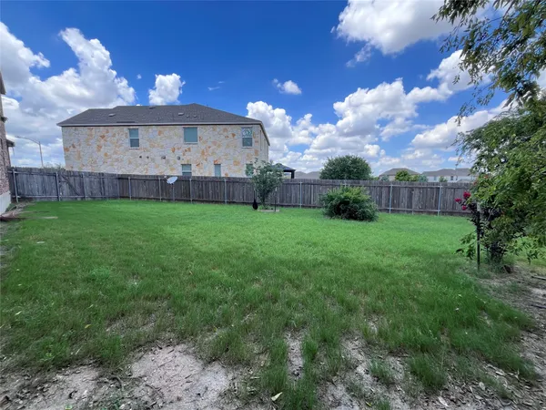 a view of a park with large trees