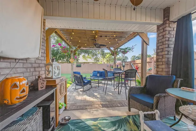 a view of outdoor space with seating area